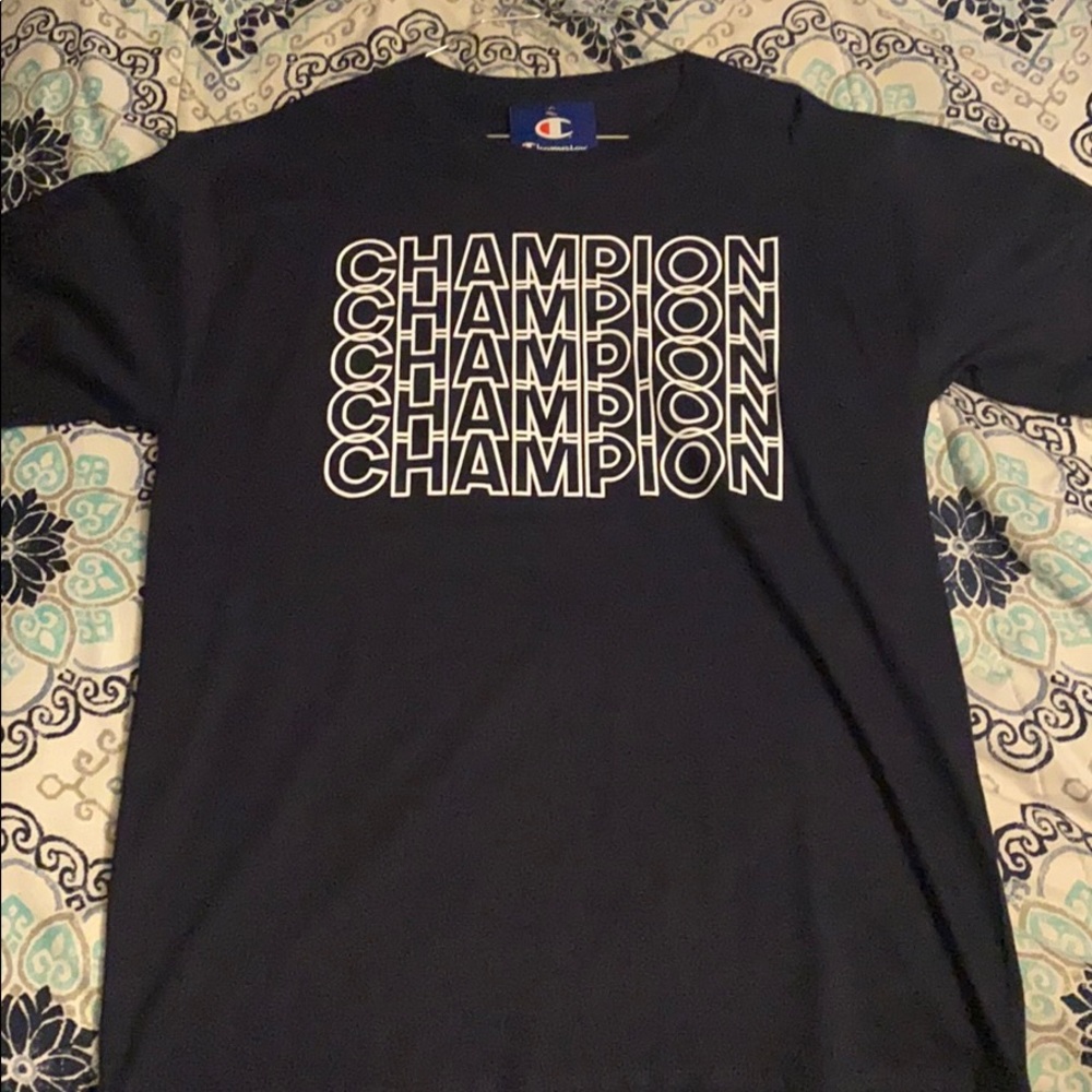 A navy blue champion shirt!